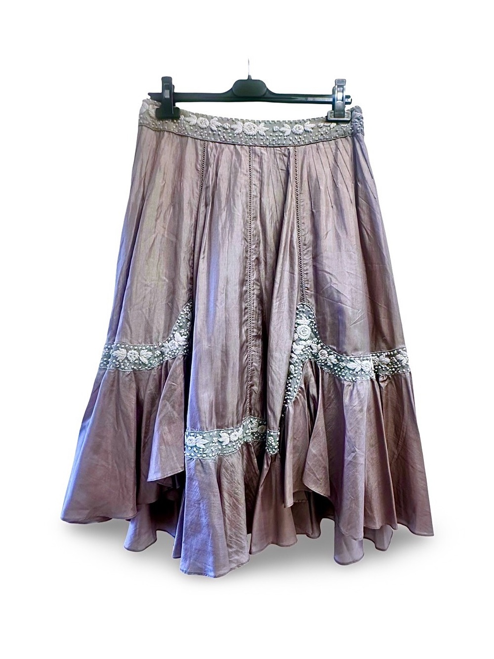 Romantic Lavender High-Low Boho Skirt with Lace Trim by Somi - Picture 6 of 6